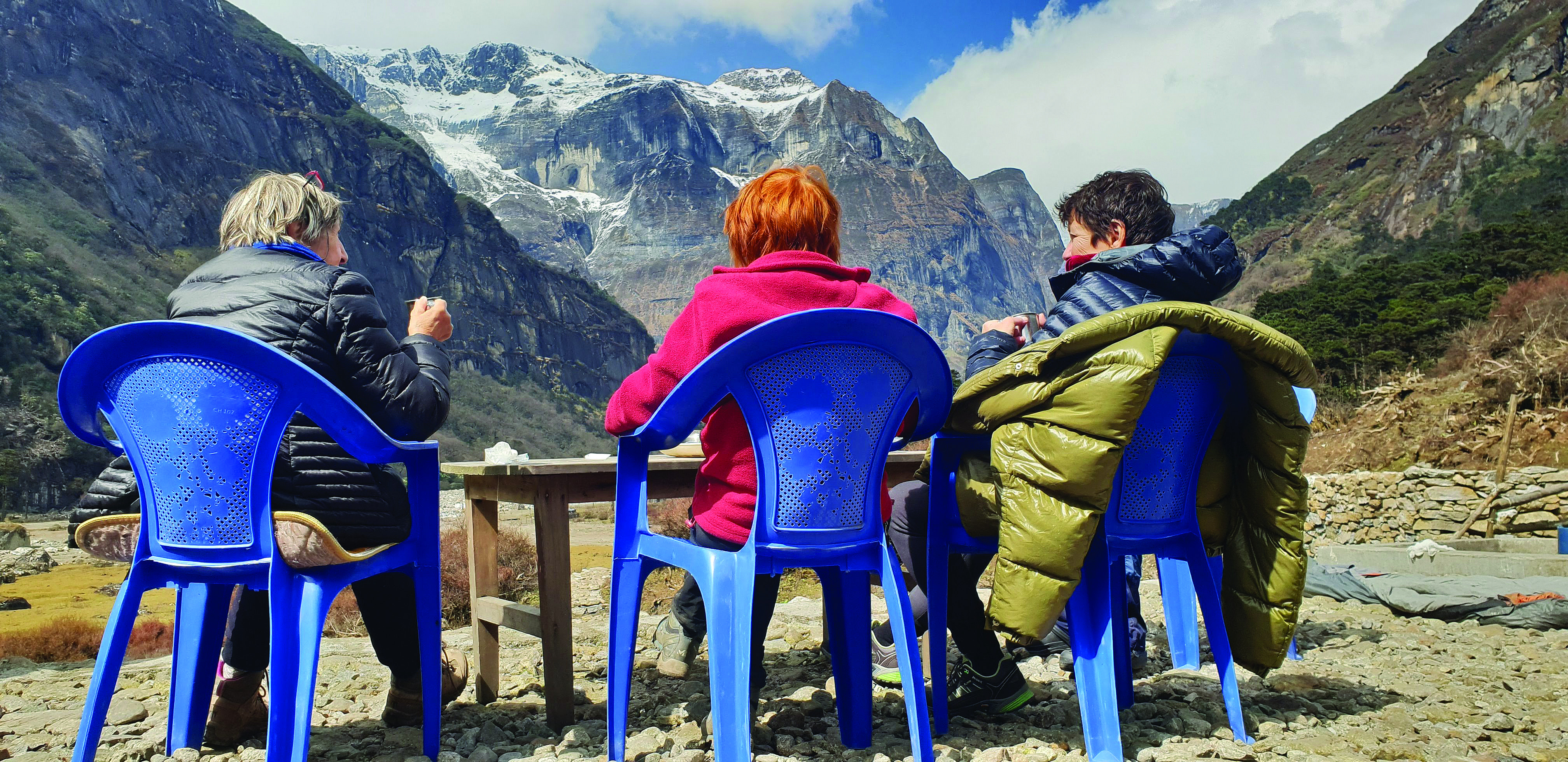 Makalu tourist enjoying view at yangle kharka